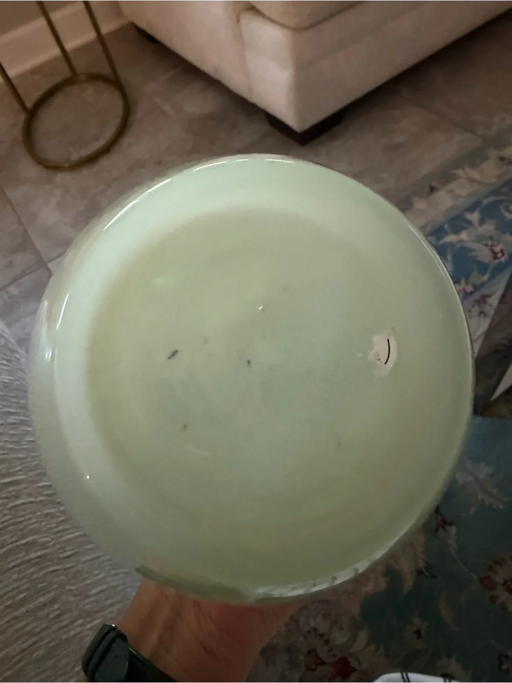 Handblown Light Green Glass Ruffled Vase